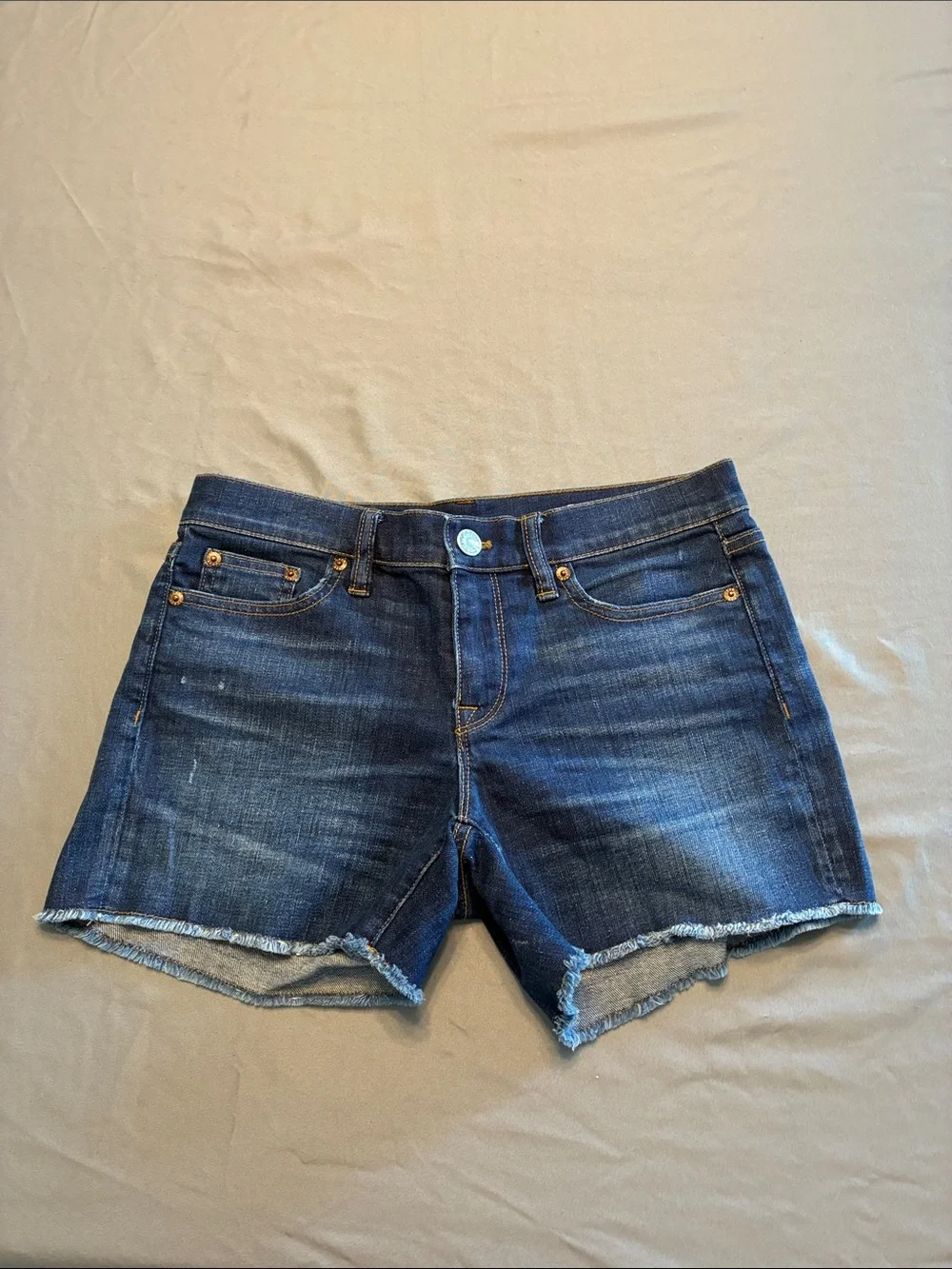 J. Crew Dark Blue Frayed Hem Denim Shorts